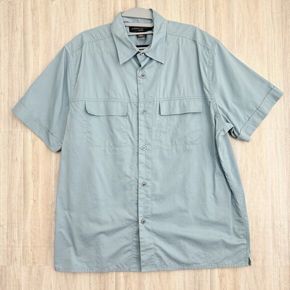Banana Republic Other - Banana Republic Shirt Men Large Blue Cotton Flap Pockets Short Sleeve Preppy